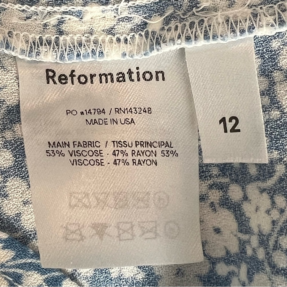 Reformation Crimini Blue White Floral Slip Midi Dress Size 12 - Picture 11 of 12